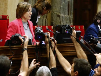 Carme Forcadell, en la sessió d'aquest dimecres.