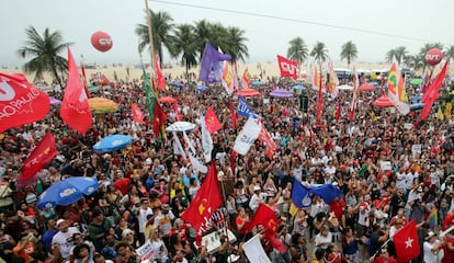 Protesto contra Temer em Copacabana neste domingo.