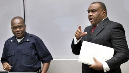 El exvicepresidente congole&ntilde;o Jean-Pierre Bemba, este lunes en la Corte Penal Internacional de La Haya, Holanda.