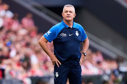 Javier Aguirre durante un partido del Mallorca esta temporada.