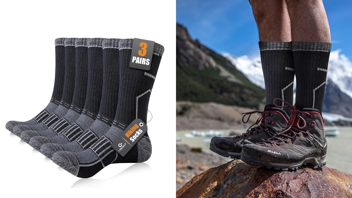 Lote de calcetines masculinos para hacer senderismo.