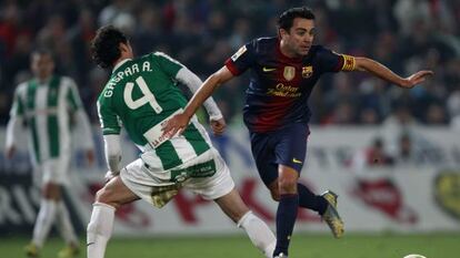 Xavi, en el partido contra el Córdoba.