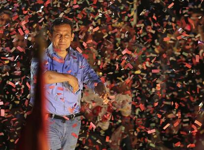 Humala durante la celebración de su victoria electoral en Lima