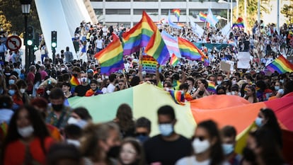 Celebración del día del Orgullo LGTBI en Valencia, en 2021.
