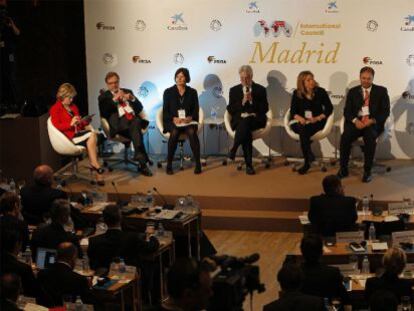 Un momento de la inauguración del foro sobre periodismo convocado por el Paley Center y PRISA en el Caixa Forum, en Madrid.