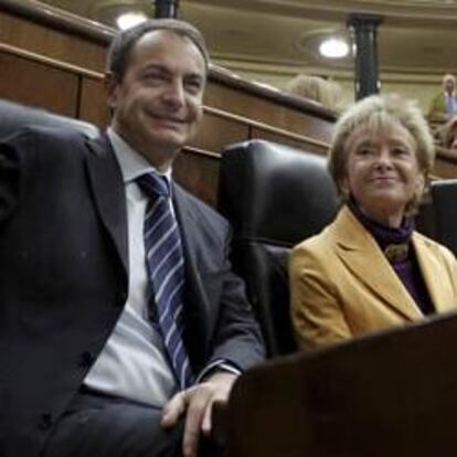 José Luis Rodríguez Zapatero y María Teresa fernández de la Vega, en el Congreso.