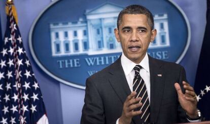 Barack Obama durante la rueda de prensa en la Casa Blanca. 