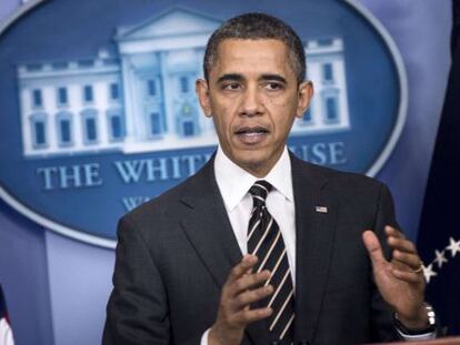 Barack Obama durante la rueda de prensa en la Casa Blanca. 