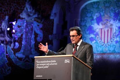 Artur Mas, durante el acto celebrado en el Palau para inaugurar el a&ntilde;o Espriu.