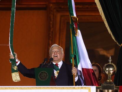 Andrés Manuel López Obrador, durante la ceremonia del Grito de Independencia en el Palacio Nacional de Ciudad de México