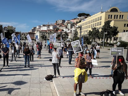 Manifestación a favor de la justicia y la igualdad en EE UU, celebrada en Lisboa, el 9 de junio.