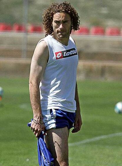 Gaby Milito, en un entrenamiento del Zaragoza de la pasada temporada.