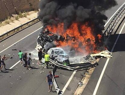 El accidente que se ha producido en la A-7, en Elche.