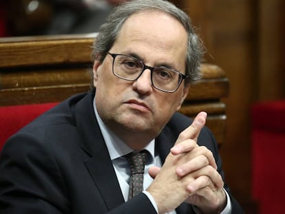 El presidente catalán Quim Torra, en Barcelona, el pasado jueves. 