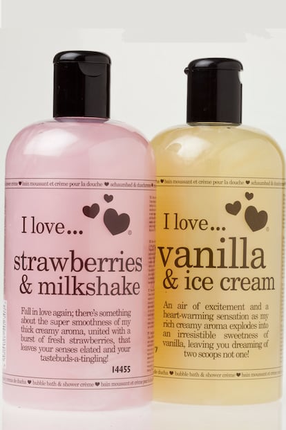 Para golosos: los batidos más ricos para el baño más dulce gracias a la marca I Love... (a la venta en exclusiva en las Perfumerías Douglas). No se pueden beber pero solo su nombre ya los hace muy apetecibles: Fresas y Batido o Vainilla y Helado, entre otros caprichos.