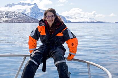 Marina Sanz-Martín, en el fiordo de Nuuk, Groenlandia, en mayo de 2016.