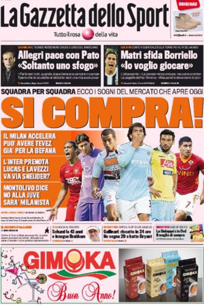 Portada de La Gazzetta dello Sport