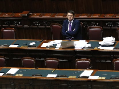 O primeiro-ministro italiano, Matteo Renzi, no Parlamento, em fevereiro, quando superou um voto de confiança.