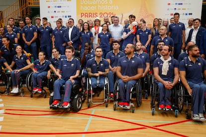 The Spanish Paralympic team at an event the day before their trip to Paris, August 21, 2024.