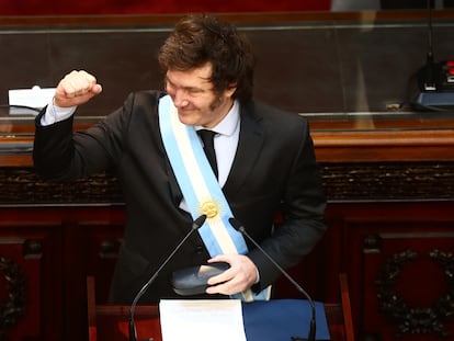 Javier Milei durante la sesión inaugural del Congreso Argentino, en Buenos Aires, en marzo de 2024.