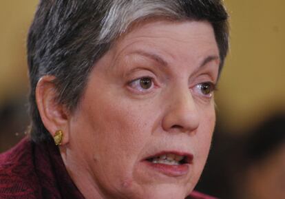 Janet Napolitano durante su conferencia de prensa.