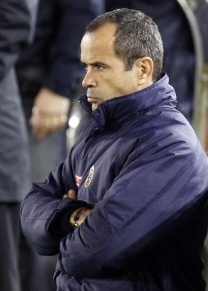 El entrenador del Racing de Santander, Álvaro Cervera, en el encuentro de la 33ª jornada, ante el Mallorca