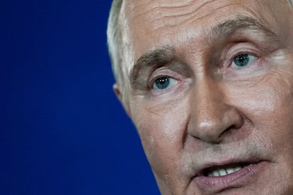 El presidente Ruso, Vladímir Putin, en un momento de la rueda de prensa.