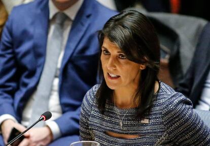 Nikki Haley, el pasado viernes en el Consejo de Seguridad.