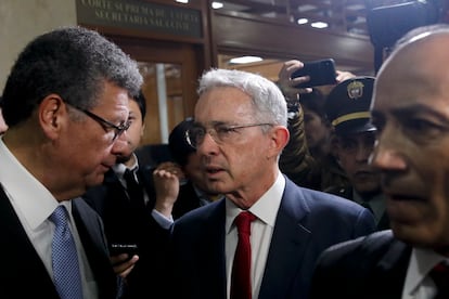 Álvaro Uribe llega a la Corte Suprema a declarar, el 8 de octubre de 2019.
