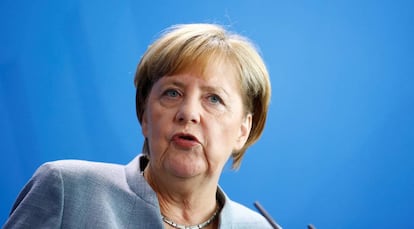 Angela Merkel durante una rueda de prensa en Berlín.