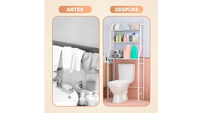 Estantería para el baño sobre fondo blanco.