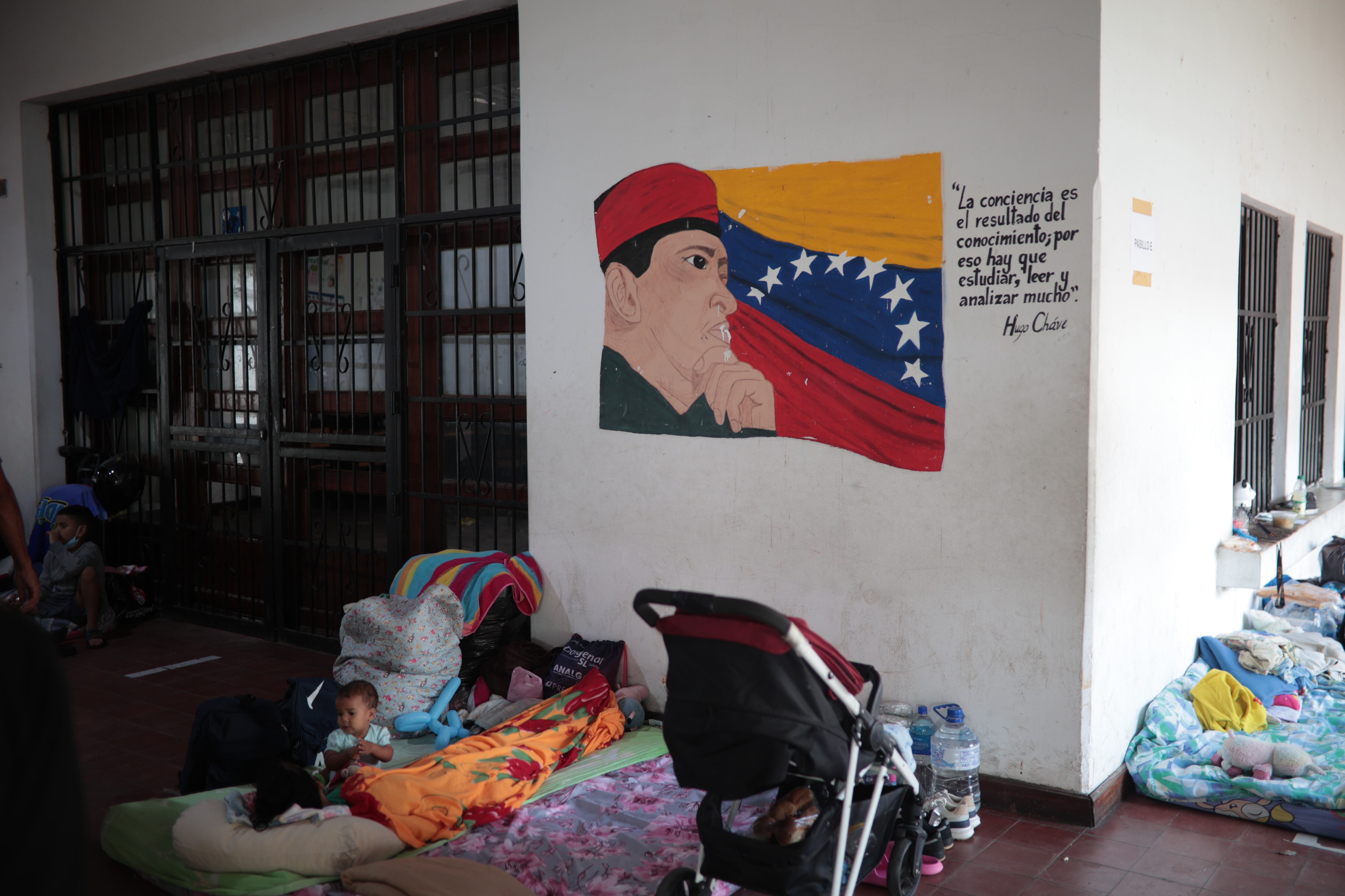 Albergue de refugiados en el Parque de Recreación Alí Primera en Caracas.