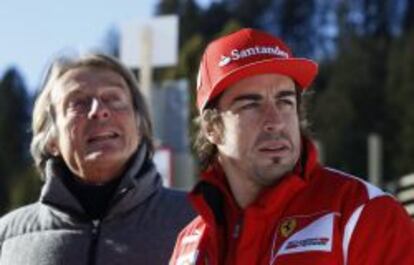 Luca Cordero di Montezemolo, presidente de Ferrari, junto a Fernando Alonso.