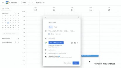 Configurar Google Meet desde el calendario.