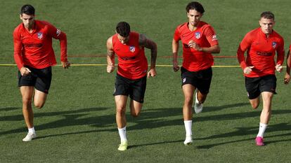 Morata, Hermoso, João Félix y Trippier, en un entrenamiento reciente del Atlético.