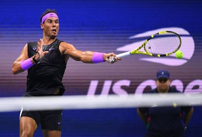 Nadal, durante el partido contra Schwartzman en Nueva York.