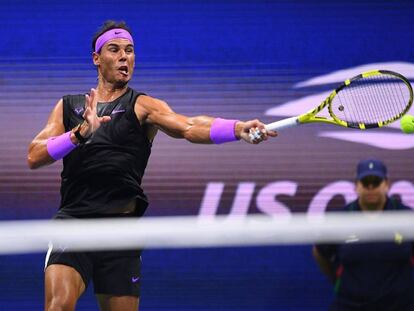 Nadal, durante el partido contra Schwartzman en Nueva York.