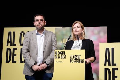 Rueda de prensa de ERC tras la noche electoral catalana del pasado 12 de mayo.