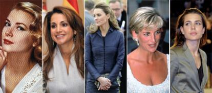 Grace de Mónaco, Rania de Jordania, Kate Middleton, Diana de Gales y Carlota de Mónaco.