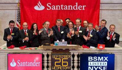 Estreno de Santander México en la Bolsa de Nueva York, en 2012.