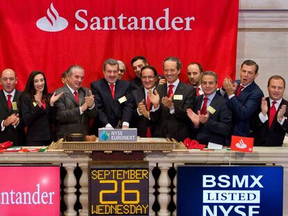 Estreno de Santander México en la Bolsa de Nueva York, en 2012.