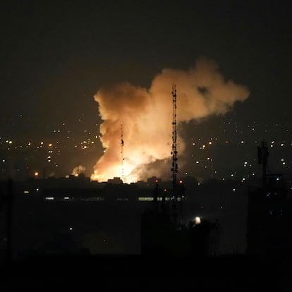 Smoke rises up after an explosion in Tehran, Iran, Friday, June 13, 2025. (AP Photo/Vahid Salemi)