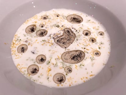 OSTRAS AHUMADAS A LA VAINILLA SOBRE CREMA DE PUERROS / CAPEL