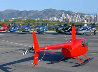 Vista del helipuerto de Benidorm, que da cobijo a 14 helicópteros que viajan en ruta desde Tánger.