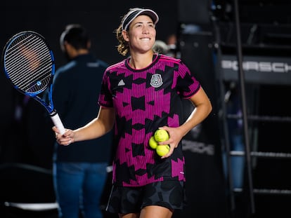 Garbiñe Muguruza, tras ganar el tercer partido.