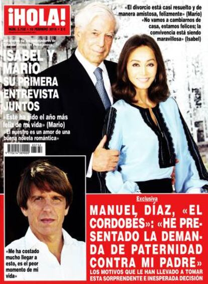Mario Vargas Llosa e Isabel Preysler, en la portada de '¡Hola!