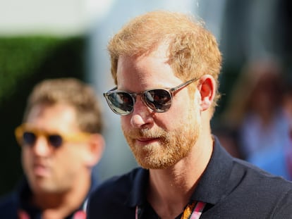 Prince Harry walks in the paddock before the F1 Grand Prix of United States at Circuit of The Americas on October 22, 2023 in Austin, Texas.