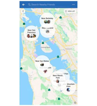 Un mapa como este nos permitirá saber qué amigos de Facebook tenemos cerca