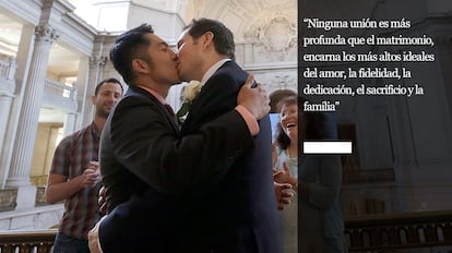 El Tribunal Supremo de EE UU ha legalizado el matrimonio gay en todo el país al declarar inconstitucionales las leyes que lo prohíben en varios Estados. Estas son algunas de las frases claves de la sentencia que pasará a la historia como el broche final de la lucha por los derechos civiles.