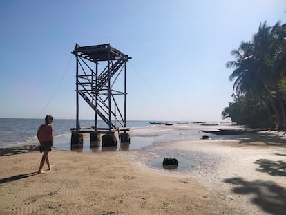 Manatee observation tower at La Pointe de Saint George, southern Senegal.